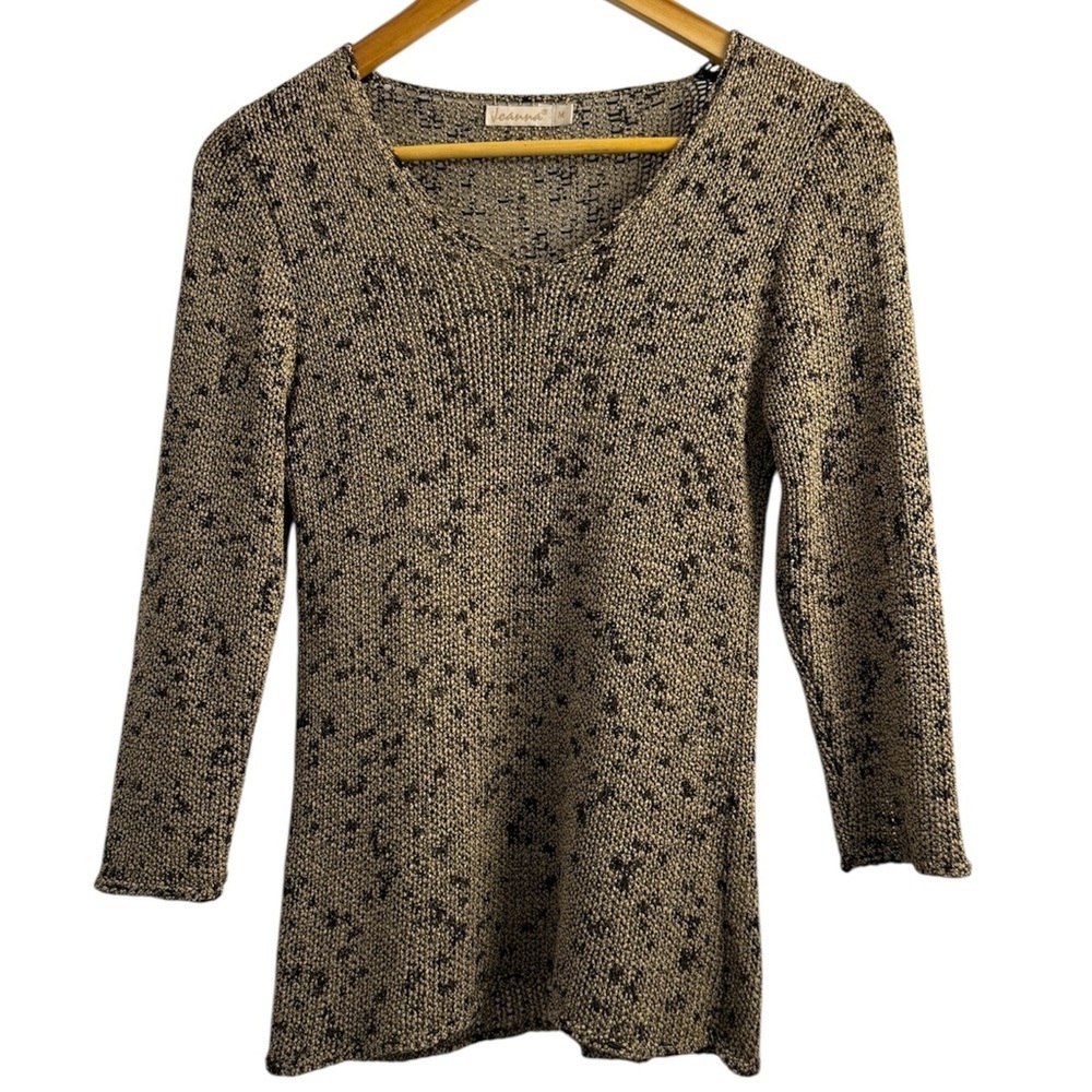 Speckled Knit V-Neck Sweater